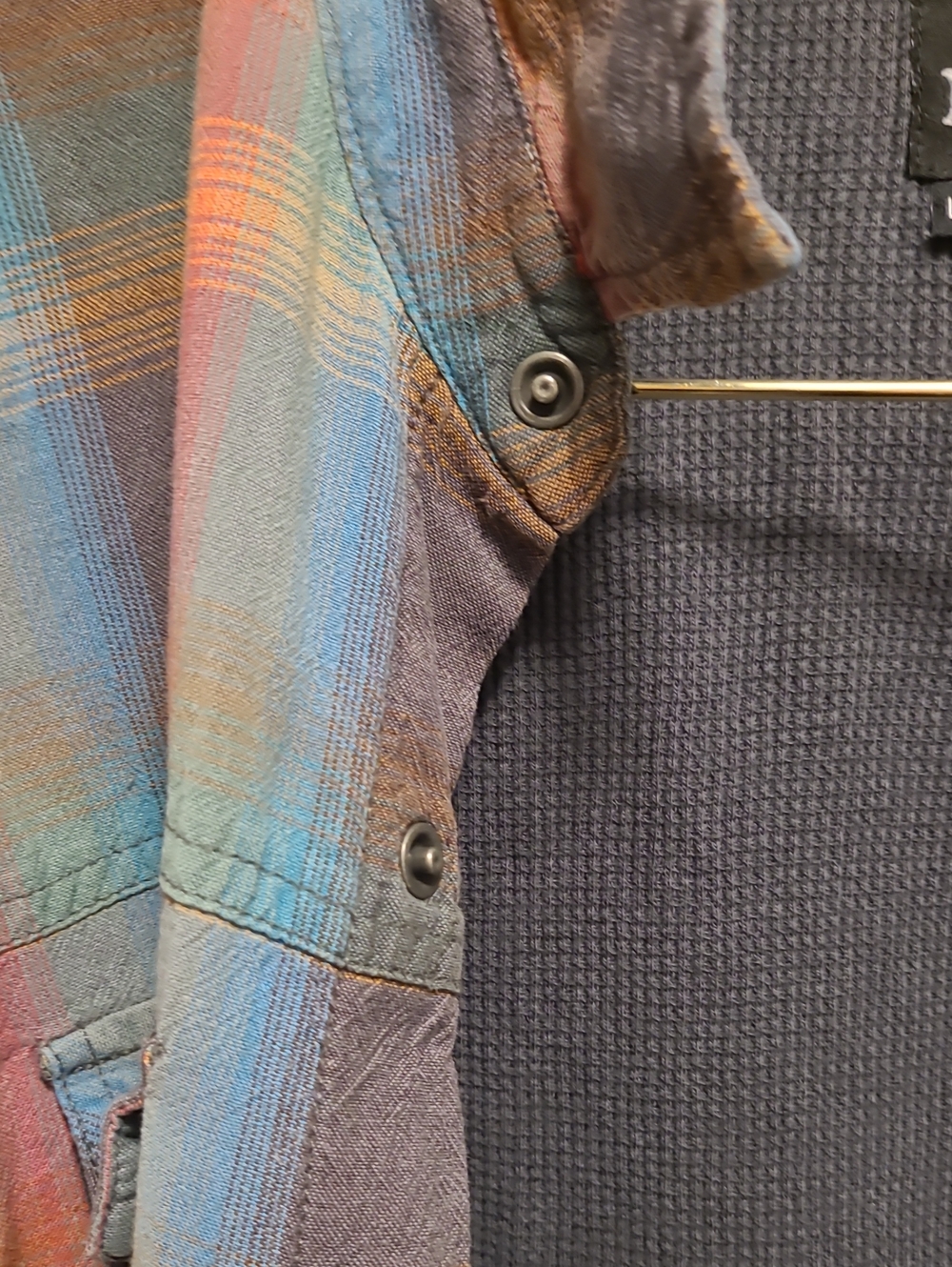 Prana Men's Pastel Plaid Button-Down Shirt in Blue, Pink, Green Organic Cotton - Picture 10 of 11